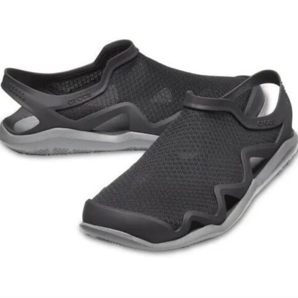 Crocs Swiftwater Sz 8 Mesh Wave Sandal Slate Gray Black Men’s Water Shoes - Picture 1 of 9